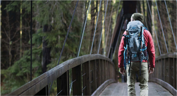 Northrange man with backpack